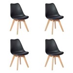 Ficha técnica e caractérísticas do produto Conjunto 04 Cadeiras Eames Wood Leda Design - PRETO