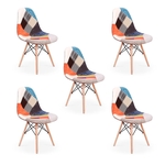 Ficha técnica e caractérísticas do produto Conjunto 05 Cadeiras Charles Eames Eiffel Sem Braços Patchwork