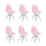 Ficha técnica e caractérísticas do produto Conjunto 06 Cadeiras Charles Eames Eiffel Base Metal Design - Rosa