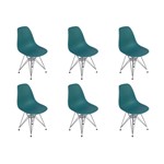 Ficha técnica e caractérísticas do produto Conjunto 06 Cadeiras Charles Eames Eiffel Base Metal Design - Turquesa
