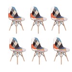 Ficha técnica e caractérísticas do produto Conjunto 06 Cadeiras Charles Eames Eiffel Sem Braços Patchwork - Magazine Decor