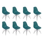 Ficha técnica e caractérísticas do produto Conjunto 08 Cadeiras Charles Eames Eiffel Base Metal Design - Turquesa