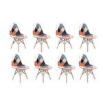 Ficha técnica e caractérísticas do produto Conjunto 08 Cadeiras Charles Eames Eiffel Sem Braços Patchwork - Magazine Decor