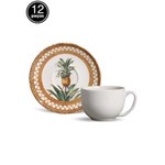 Ficha técnica e caractérísticas do produto Conjunto 12 Peças Xícaras de Chá Porto Brasil Coup Pineapple - Branco
