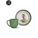 Conjunto 12Pçs Xícaras de Café Porto Brasil Coup Pineapple Branco/Verde