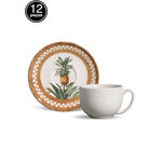 Ficha técnica e caractérísticas do produto Conjunto 12Pçs Xícaras de Chá Porto Brasil Coup Pineapple Branco/Bege