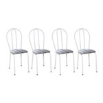 Ficha técnica e caractérísticas do produto Conjunto 4 Cadeiras 004 Branco e Linho