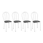 Ficha técnica e caractérísticas do produto Conjunto 4 Cadeiras 004 Branco e Preto Listrado