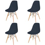 Ficha técnica e caractérísticas do produto Conjunto 4 Cadeiras Charles Eames Eiffel com Base Madeira - Preta
