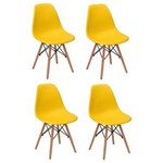 Ficha técnica e caractérísticas do produto Conjunto 4 Cadeiras Charles Eames Eiffel Wood Base Madeira - AMARELO