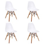 Ficha técnica e caractérísticas do produto Conjunto 4 Cadeiras Charles Eames Eiffel Wood Base Madeira Branca - Fidoti