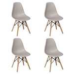 Ficha técnica e caractérísticas do produto Conjunto 4 Cadeiras Charles Eames Eiffel Wood Base Madeira - Cinza - Magazine Decor
