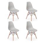Ficha técnica e caractérísticas do produto Conjunto 4 Cadeiras Charles Eames Eiffel Wood Base Madeira - Cinza