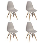 Conjunto 4 Cadeiras Charles Eames Eiffel Wood Base Madeira - Magazine Decor - Cinza