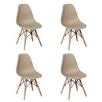 Ficha técnica e caractérísticas do produto Conjunto 4 Cadeiras Charles Eames Eiffel Wood Base Madeira - Magazine Decor - Nude