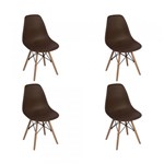 Ficha técnica e caractérísticas do produto Conjunto 4 Cadeiras Charles Eames Eiffel Wood Base Madeira - Marrom - Magazine Decor