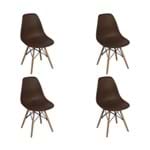 Ficha técnica e caractérísticas do produto Conjunto 4 Cadeiras Charles Eames Eiffel Wood Base Madeira - MARROM