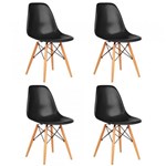 Ficha técnica e caractérísticas do produto Conjunto 4 Cadeiras Charles Eames Eiffel Wood Base Madeira - Preta - Fortt
