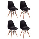 Ficha técnica e caractérísticas do produto Conjunto 4 Cadeiras Charles Eames Eiffel Wood Base Madeira - Preta - Magazine Decor