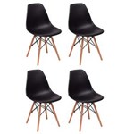 Ficha técnica e caractérísticas do produto Conjunto 4 Cadeiras Charles Eames Eiffel Wood Base Madeira - PRETO
