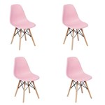 Ficha técnica e caractérísticas do produto Conjunto 4 Cadeiras Charles Eames Eiffel Wood Base Madeira - Rosa - Magazine Decor