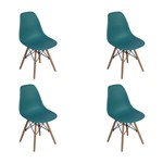 Ficha técnica e caractérísticas do produto Conjunto 4 Cadeiras Charles Eames Eiffel Wood Base Madeira - Turquesa - Magazine Decor