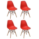 Ficha técnica e caractérísticas do produto Conjunto 4 Cadeiras Charles Eames Eiffel Wood Base Madeira - Turquesa