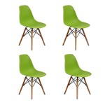 Ficha técnica e caractérísticas do produto Conjunto 4 Cadeiras Charles Eames Eiffel Wood Base Madeira - Verde - Magazine Decor