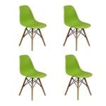 Ficha técnica e caractérísticas do produto Conjunto 4 Cadeiras Charles Eames Eiffel Wood Base Madeira - Verde