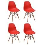 Ficha técnica e caractérísticas do produto Conjunto 4 Cadeiras Charles Eames Eiffel Wood Base Madeira - Vermelha