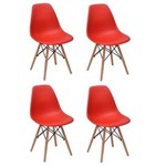 Ficha técnica e caractérísticas do produto Conjunto 4 Cadeiras Charles Eames Eiffel Wood Base Madeira - VERMELHO