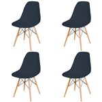 Conjunto 4 Cadeiras Charles Eames Eiffel Wood Preta com Base Madeira
