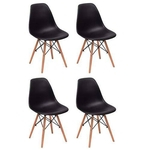Ficha técnica e caractérísticas do produto Conjunto 4 Cadeiras Charles Eiffel Eames Fortt FT-18090 Preta