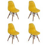 Ficha técnica e caractérísticas do produto Conjunto 4 Cadeiras Dkr Charles Eames Wood Estofada Botonê - Amarela