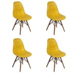 Ficha técnica e caractérísticas do produto Conjunto 4 Cadeiras Dkr Charles Eames Wood Estofada Botonê - Amarelo