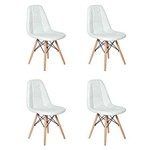 Ficha técnica e caractérísticas do produto Conjunto 4 Cadeiras Dkr Charles Eames Wood Estofada Botonê - Branca