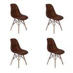 Ficha técnica e caractérísticas do produto Conjunto 4 Cadeiras Dkr Charles Eames Wood Estofada Botonê - Marrom - Magazine Decor