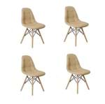 Ficha técnica e caractérísticas do produto Conjunto 4 Cadeiras Dkr Charles Eames Wood Estofada Botonê - Nude