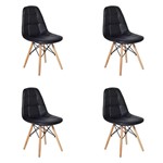Ficha técnica e caractérísticas do produto Conjunto 4 Cadeiras Dkr Charles Eames Wood Estofada Botonê - Preta - Magazine Decor
