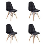 Ficha técnica e caractérísticas do produto Conjunto 4 Cadeiras Dkr Charles Eames Wood Estofada Botonê - Preta