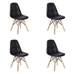 Ficha técnica e caractérísticas do produto Conjunto 4 Cadeiras Dkr Charles Eames Wood Estofada Botonê - Preto