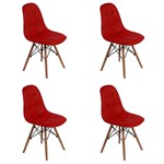 Ficha técnica e caractérísticas do produto Conjunto 4 Cadeiras Dkr Charles Eames Wood Estofada Botonê - Vermelha - Magazine Decor