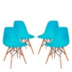 Ficha técnica e caractérísticas do produto Conjunto 4 Cadeiras Eames Eiffel - Azul Claro