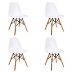 Ficha técnica e caractérísticas do produto Conjunto 4 Cadeiras Eames Eiffel com Pés de Madeira - Branco - Branco