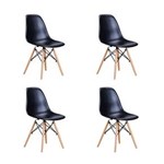 Ficha técnica e caractérísticas do produto Conjunto 4 Cadeiras Eames Eiffel com Pés de Madeira - PRETO