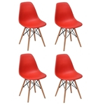 Ficha técnica e caractérísticas do produto Conjunto 4 Cadeiras Eames Eiffel - Vermelha