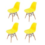 Ficha técnica e caractérísticas do produto Conjunto 4 Cadeiras Eiffel Eames DSW Base Madeira Amarela