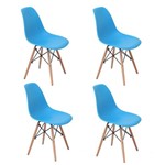 Ficha técnica e caractérísticas do produto Conjunto 4 Cadeiras Eiffel Eames Dsw Base Madeira Azul