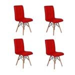 Ficha técnica e caractérísticas do produto Conjunto 4 Cadeiras Eiffel Gomos Estofada Base Madeira - Vermelha