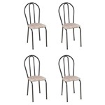 Ficha técnica e caractérísticas do produto Conjunto 4 Cadeiras Hécate Cromo Preto e Estampa Rattan